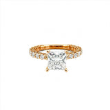 14K Gold 2.00 Carat Princess Lab Grown Diamond Engagement Ring with Diamond U-Prong Setting