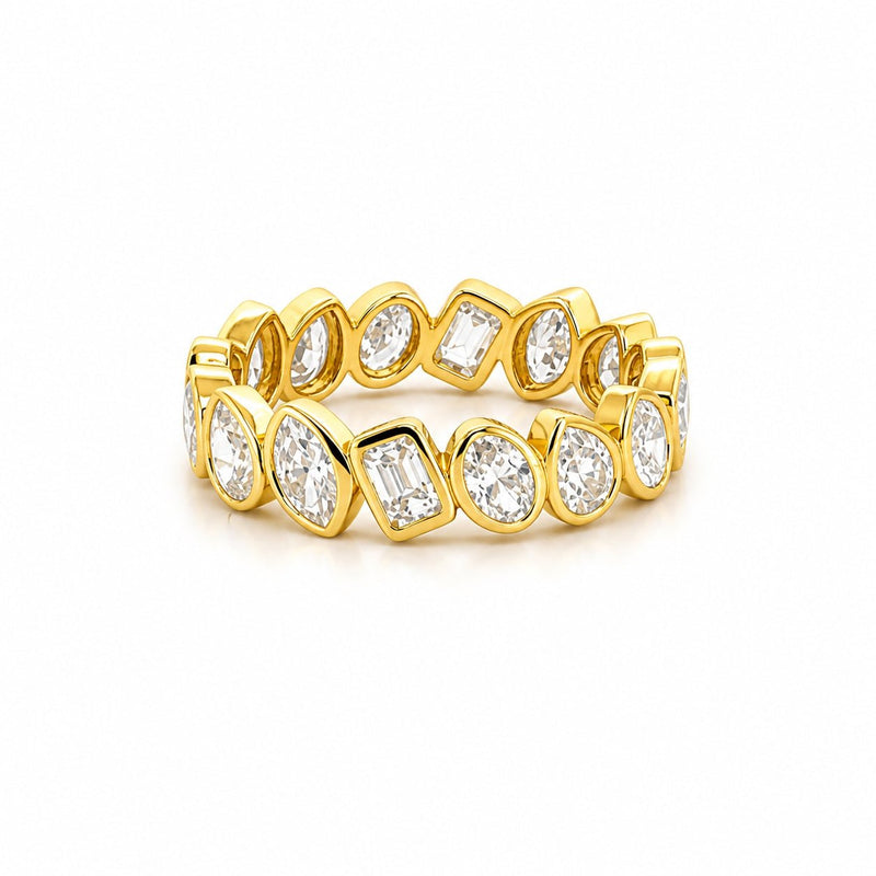 14K Gold Multi Shape Bezel Diamond Eternity Band