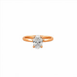 14K Gold 1.00 Carat Oval Cut Lab Grown Diamond Solitaire Engagement Ring with Under Halo