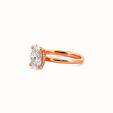 14K Gold 1.00 Carat Oval Cut Lab Grown Diamond Solitaire Engagement Ring with Under Halo