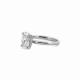 14K Gold 1.00 Carat Oval Cut Lab Grown Diamond Solitaire Engagement Ring with Under Halo