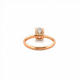 14K Gold 1.00 Carat Oval Cut Lab Grown Diamond Solitaire Engagement Ring with Under Halo