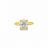 14K Gold 3.00 Carat Oval Cut Lab Grown Diamond Solitaire Engagement Ring with Under Halo