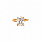 14K Gold 3.00 Carat Oval Cut Lab Grown Diamond Solitaire Engagement Ring with Under Halo