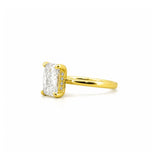 14K Gold 2.50 Carat Elongated Cushion Cut Lab Grown Diamond Solitaire Engagement Ring with Under Halo