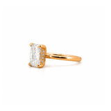 14K Gold 2.50 Carat Elongated Cushion Cut Lab Grown Diamond Solitaire Engagement Ring with Under Halo