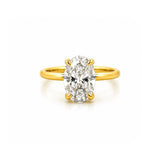 14K Gold 2.50 Carat Oval Cut Lab Grown Diamond Solitaire Engagement Ring with Under Halo