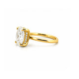 14K Gold 2.50 Carat Oval Cut Lab Grown Diamond Solitaire Engagement Ring with Under Halo