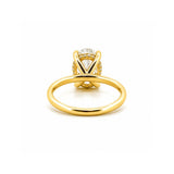 14K Gold 2.50 Carat Oval Cut Lab Grown Diamond Solitaire Engagement Ring with Under Halo