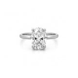 14K Gold 2.50 Carat Oval Cut Lab Grown Diamond Solitaire Engagement Ring with Under Halo