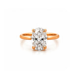 14K Gold 2.50 Carat Oval Cut Lab Grown Diamond Solitaire Engagement Ring with Under Halo