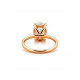 14K Gold 2.50 Carat Oval Cut Lab Grown Diamond Solitaire Engagement Ring with Under Halo