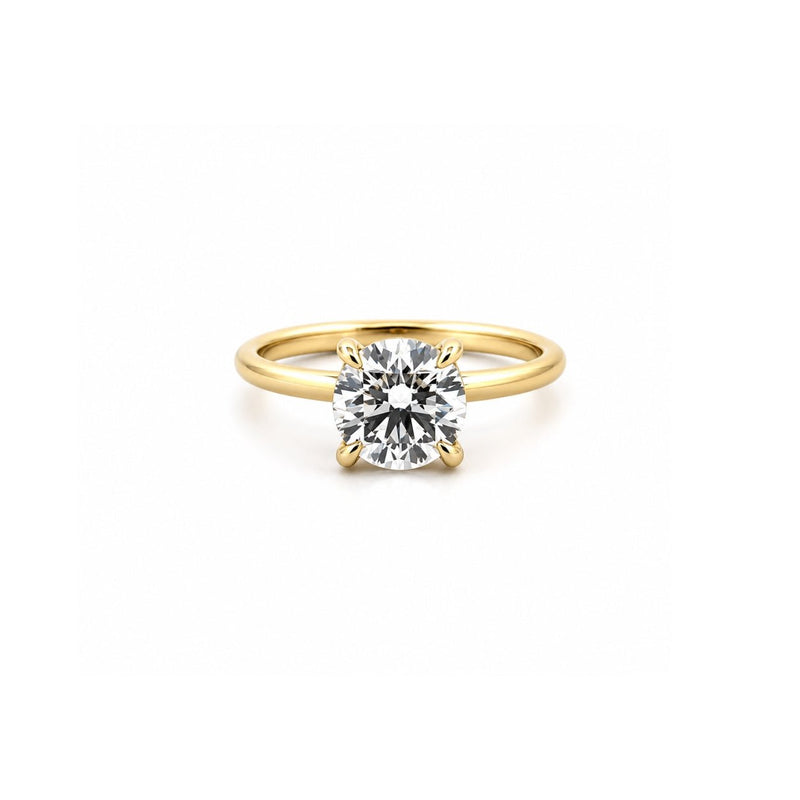 14K Gold 1.50 Carat Round Cut Lab Grown Diamond Solitaire Engagement Ring with Under Halo