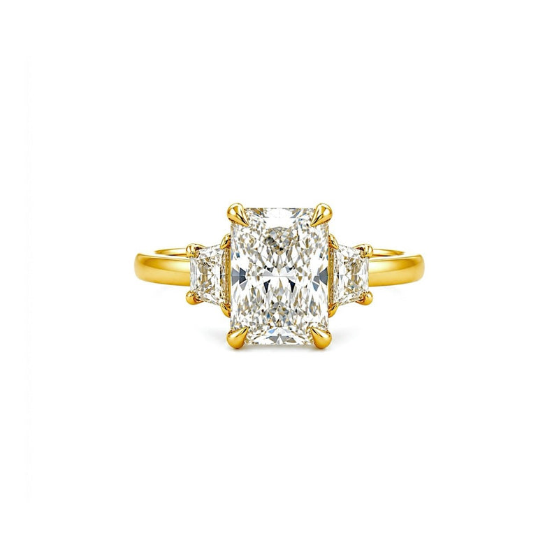 14K Gold Three Stone 2.00 Carat Radiant Cut Lab Grown Diamond Solitaire Engagement Ring
