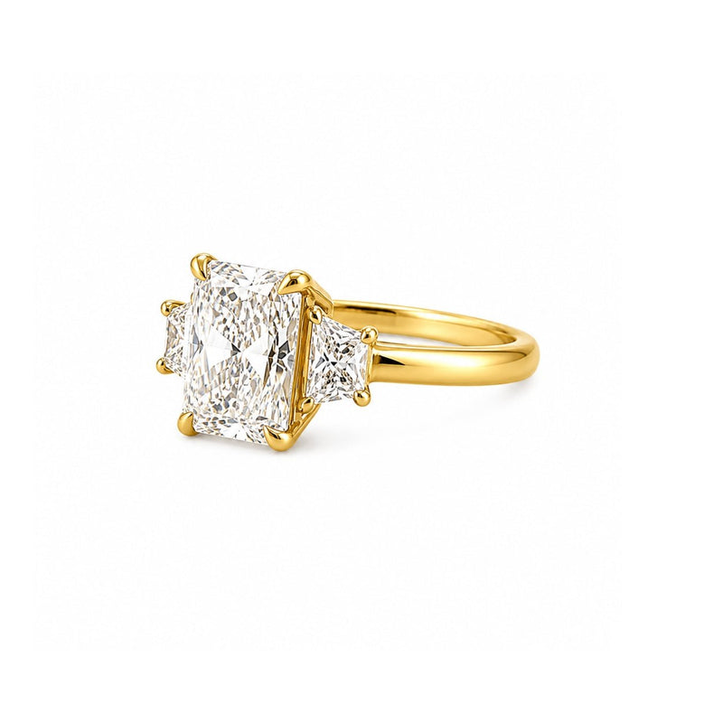 14K Gold Three Stone 2.00 Carat Radiant Cut Lab Grown Diamond Solitaire Engagement Ring