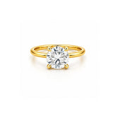 14K Gold 3.00 Carat Round Cut Lab Grown Diamond Solitaire Engagement Ring with Under Halo