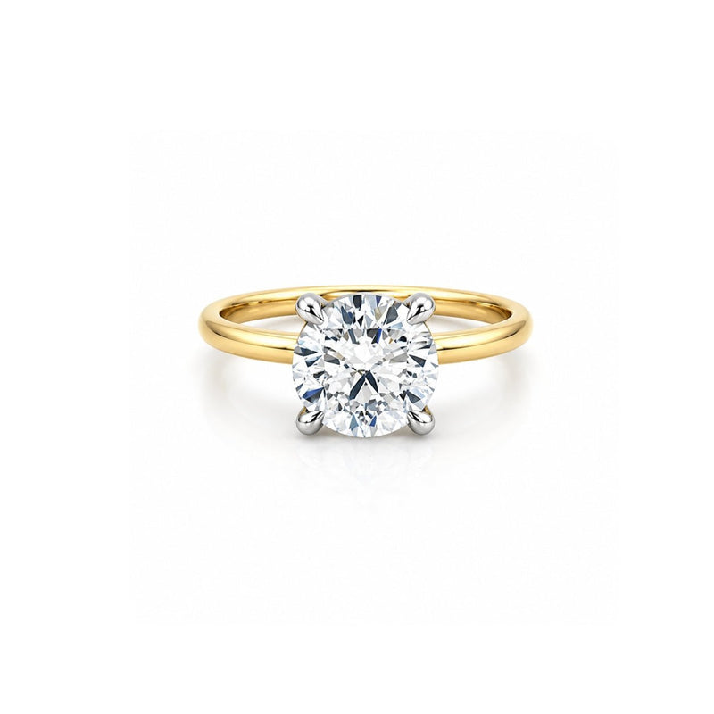 14K Gold 3.00 Carat Round Cut Lab Grown Diamond Solitaire Engagement Ring with Under Halo