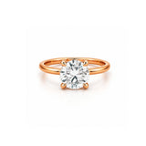 14K Gold 3.00 Carat Round Cut Lab Grown Diamond Solitaire Engagement Ring with Under Halo