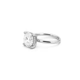 14K Gold 3.00 Carat Round Cut Lab Grown Diamond Solitaire Engagement Ring with Under Halo