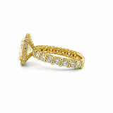 14K Gold Radiant Cut Moissanite Diamond U Prong Engagement Ring with Diamond Prongs and Under Halo