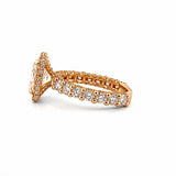 14K Gold Radiant Cut Moissanite Diamond U Prong Engagement Ring with Diamond Prongs and Under Halo