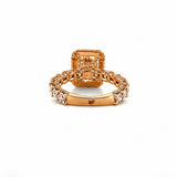 14K Gold Radiant Cut Moissanite Diamond U Prong Engagement Ring with Diamond Prongs and Under Halo