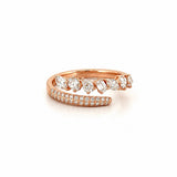 14K Gold Open Multi Shape and Pavé Claw Natural Diamond Band
