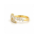 14K Gold Open Multi Shape and Pavé Claw Natural Diamond Band