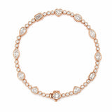 14K Gold Multi Shape Station Round Natural Diamond Bezel Bracelet
