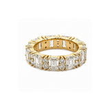 14K Gold Emerald and Round Cut Lab Grown Diamond Eternity Wedding Band