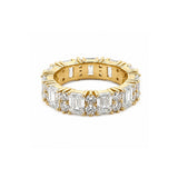 14K Gold Emerald and Round Cut Lab Grown Diamond Eternity Wedding Band