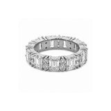 14K Gold Emerald and Round Cut Lab Grown Diamond Eternity Wedding Band