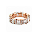 14K Gold Emerald and Round Cut Lab Grown Diamond Eternity Wedding Band