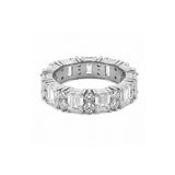 14K Gold Emerald and Round Cut Lab Grown Diamond Eternity Wedding Band