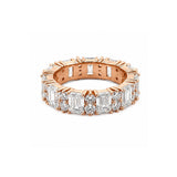 14K Gold Emerald and Round Cut Lab Grown Diamond Eternity Wedding Band