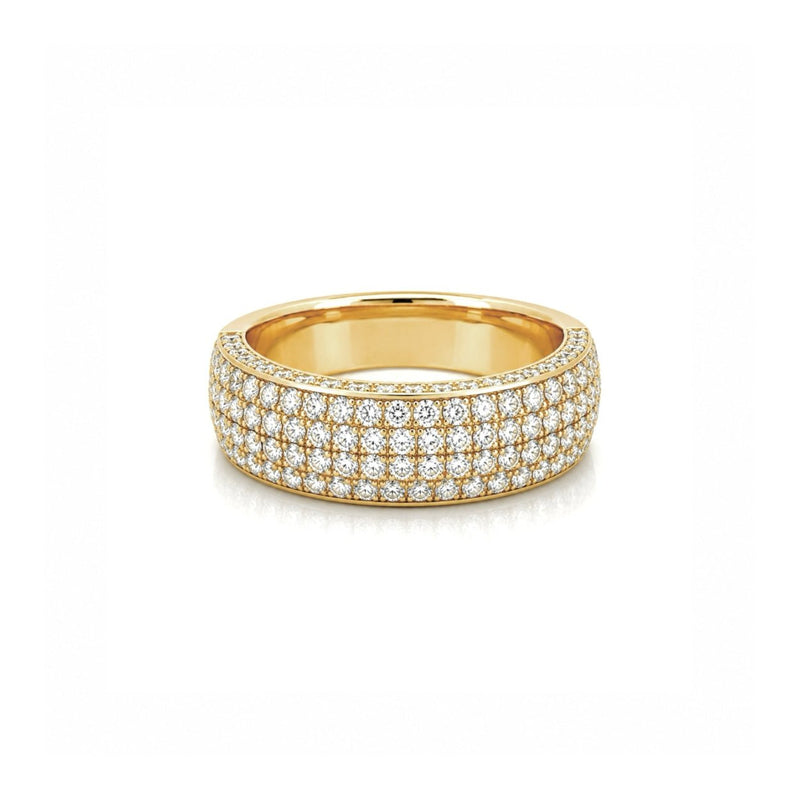 14K Gold Four Row Diamond Pavé Band