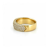 14K Gold Four Row Diamond Pavé Band