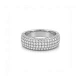14K Gold Four Row Diamond Pavé Band