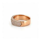 14K Gold Four Row Diamond Pavé Band