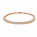 14K Gold Natural Diamond Half Round Bezel Half Cuban Link Bracelet