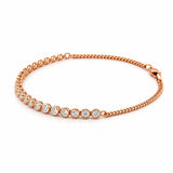14K Gold Natural Diamond Half Round Bezel Half Cuban Link Bracelet