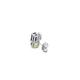 14K Gold Multi Color Stone and Diamond Stud Earrings