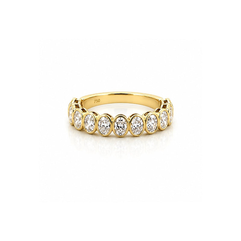 14K Gold Oval Cut Diamond Bezel Band
