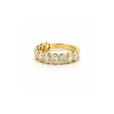 14K Gold Oval Cut Diamond Bezel Band