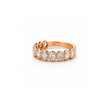 14K Gold Oval Cut Diamond Bezel Band