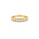 14K Gold Natural Emerald Cut Diamond Bezel Band