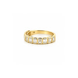 14K Gold Natural Emerald Cut Diamond Bezel Band