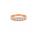 14K Gold Natural Emerald Cut Diamond Bezel Band