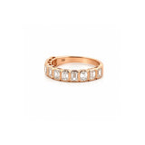 14K Gold Natural Emerald Cut Diamond Bezel Band