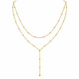 14K Gold Double Layered Spaced Bead Necklace